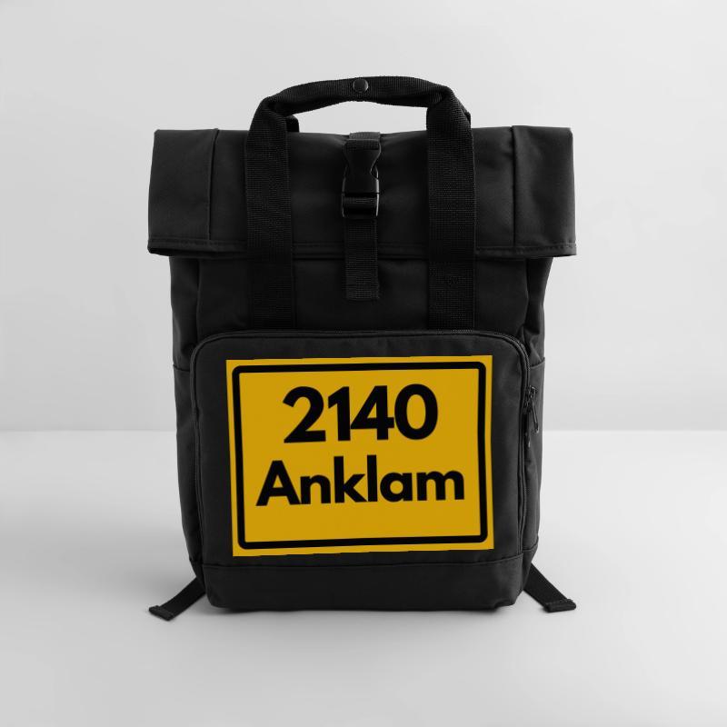 OLD POSTCODE POSTCODE RETRO 2140 ANKLAM HEIMAT Roll Top Backpack with Two Handles