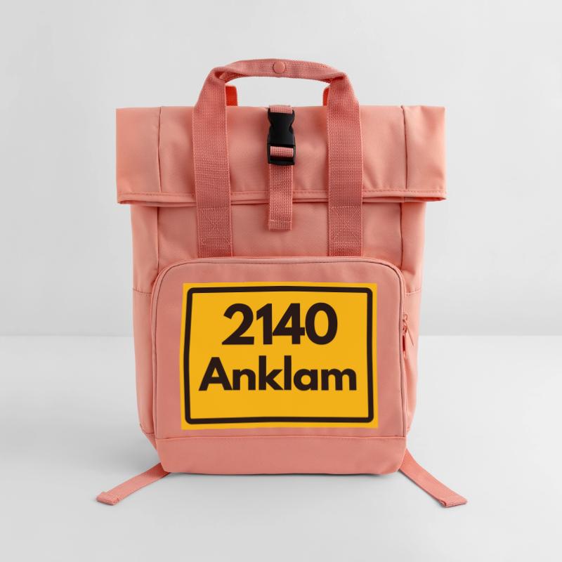OLD POSTCODE POSTCODE RETRO 2140 ANKLAM HEIMAT Roll Top Backpack with Two Handles