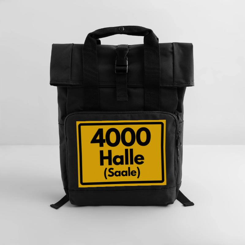 OLD POSTCODE POSTCODE 4000 HALLE SAALE HEIMATSTOLZ Roll Top Backpack with Two Handles