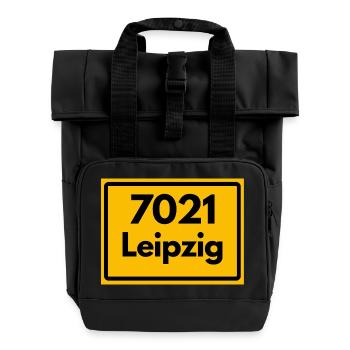 ALTE POSTLEITZAHL 7021 PLZ 04109 LEIPZIG SACHSEN  - Rolltop Rucksack mit zwei Griffen - Schwarz - Vorne