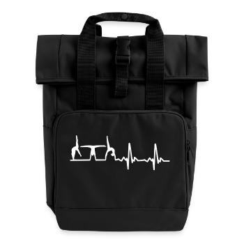 Gymnastik Turnen Turnerin Herzschlag Geschenk - Rolltop Rucksack mit zwei Griffen - Schwarz - Vorne