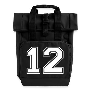 12 - Roll Top Backpack with Two Handles - black - Front