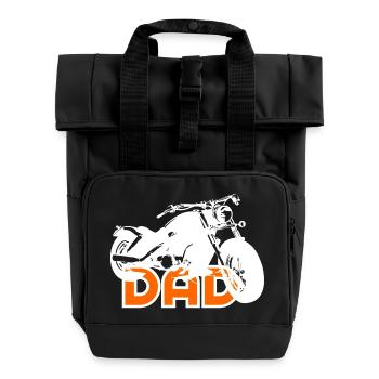 Biker DAD Blanc / Orange moto - Sac à dos Roll Top à deux anses - noir - Devant