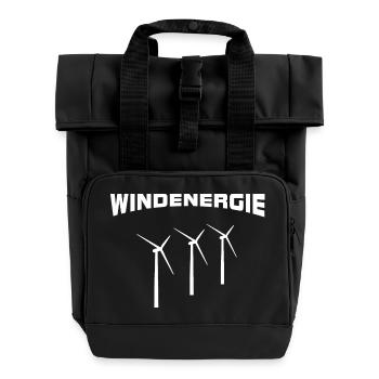 Windenergie Windräder - Rolltop Rucksack mit zwei Griffen - Schwarz - Vorne