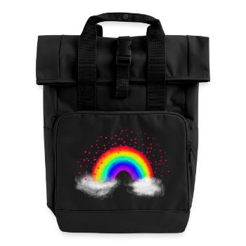 Rainbow clouds - Roll Top Backpack with Two Handles - black - Front