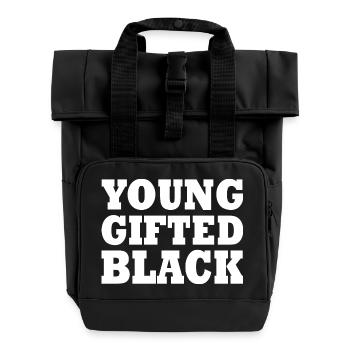 young gifted and black - Roll Top Backpack with Two Handles - black - Front