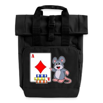 Mouse Poker Cartes de poker Jetons de poker - Sac à dos Roll Top à deux anses - noir - Devant