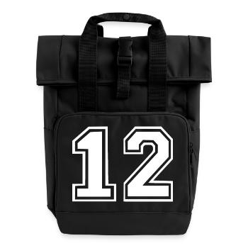12 - Roll Top Backpack with Two Handles - black - Front