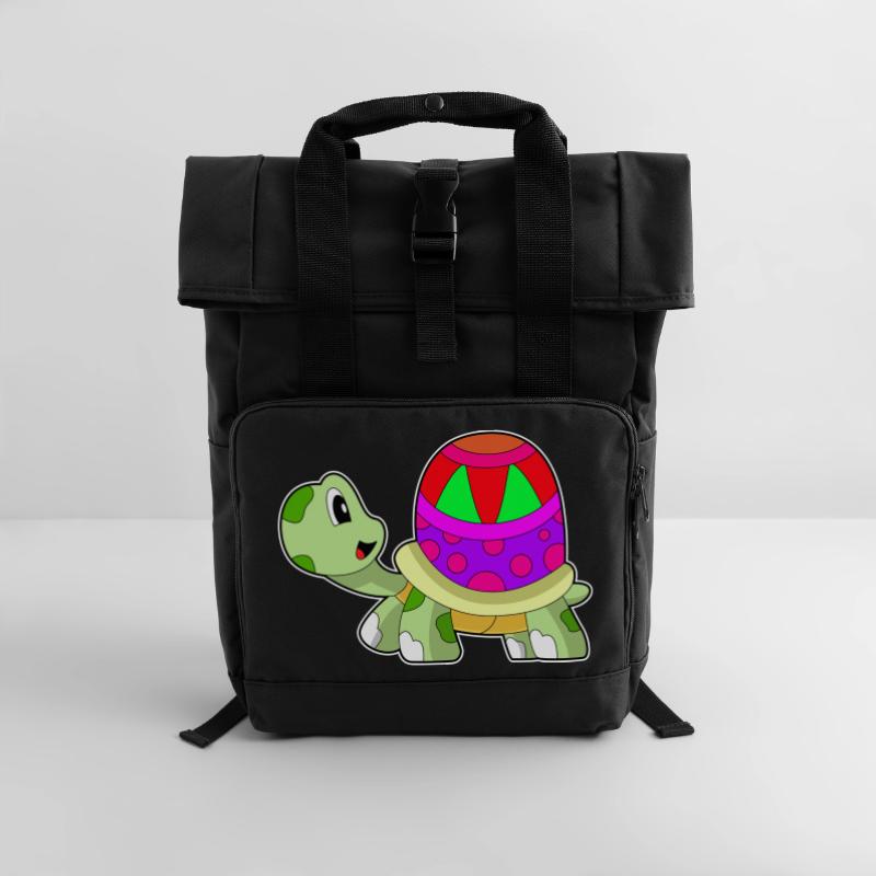 Turtle Easter Egg Roll Top Backpack with Two Handles