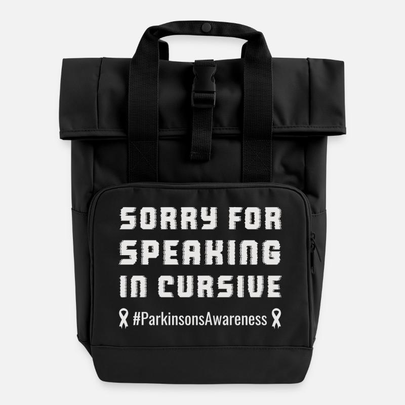 Funny Parkinsons Awareness Voice - Roll Top Backpack with Two Handles - black