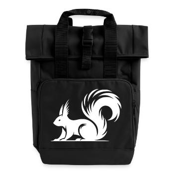 Swift Squirrel Ink Style Drawing - Roll Top Backpack with Two Handles - black - Front