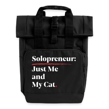 Solopreneur: Nur ich und meine Katze [Weiß] - Rolltop Rucksack mit zwei Griffen - Schwarz - Vorne