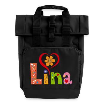 Lina Nom Tee - Sac à dos Roll Top à deux anses - noir - Devant