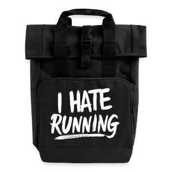 Je déteste courir brossé texte cardio drôle GYM - Sac à dos Roll Top à deux anses - noir - Devant
