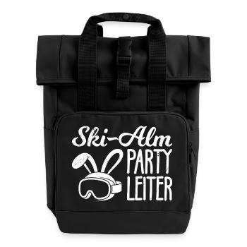 Skifahrer SKI-ALM PARTY LEITER LUSTIG - Rolltop Rucksack mit zwei Griffen - Schwarz - Vorne