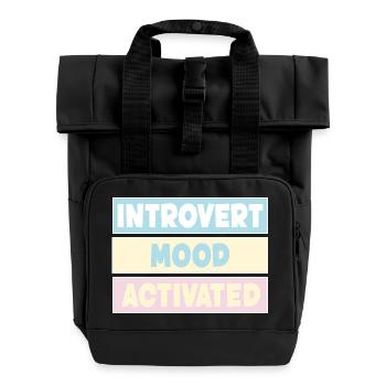 Introvert - Roll Top Backpack with Two Handles - black - Front
