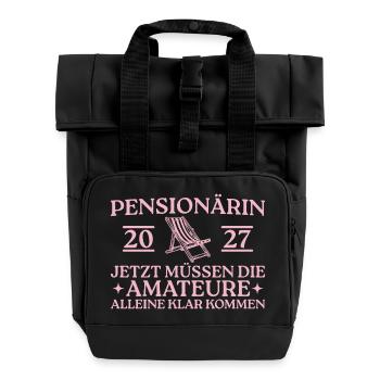 Pensionärin 2027 Liegestuhl Abschied Kollegin - Rolltop Rucksack mit zwei Griffen - Schwarz - Vorne