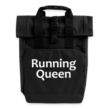 Running Queen | Sport-T-Shirts bedrucken - Rolltop Rucksack mit zwei Griffen - Schwarz - Vorne