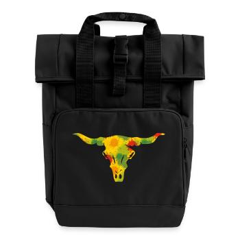 Stierkopf - Spritzer - Rolltop Rucksack mit zwei Griffen - Schwarz - Vorne