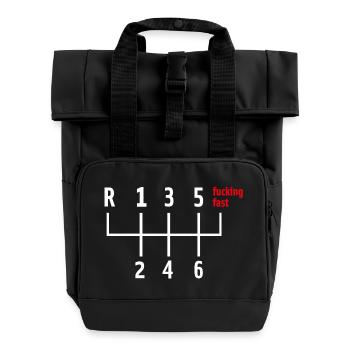 Shirt Geschenk Gangschaltung fucking fast - Rolltop Rucksack mit zwei Griffen - Schwarz - Vorne