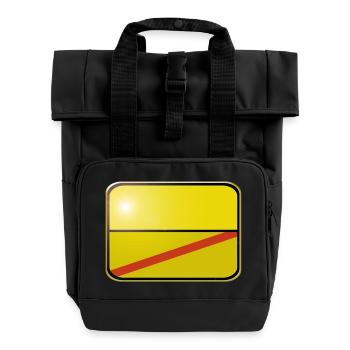 Ortsschild blanko - selbst designen - Rolltop Rucksack mit zwei Griffen - Schwarz - Vorne