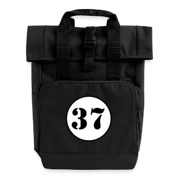 NUMMER 37 Siebenunddreißig Geburtstag Geschenk - Rolltop Rucksack mit zwei Griffen - Schwarz - Vorne