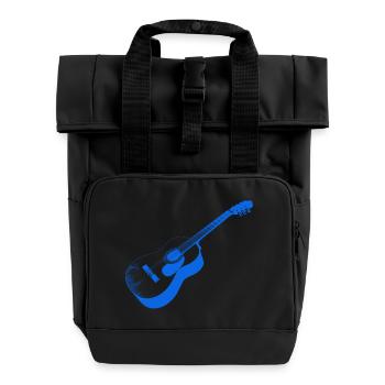 Kunstvoller Akustik-Gitarre Druck - Rolltop Rucksack mit zwei Griffen - Schwarz - Vorne