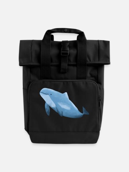 Schweinswal - Rolltop Rucksack mit zwei Griffen - Schwarz