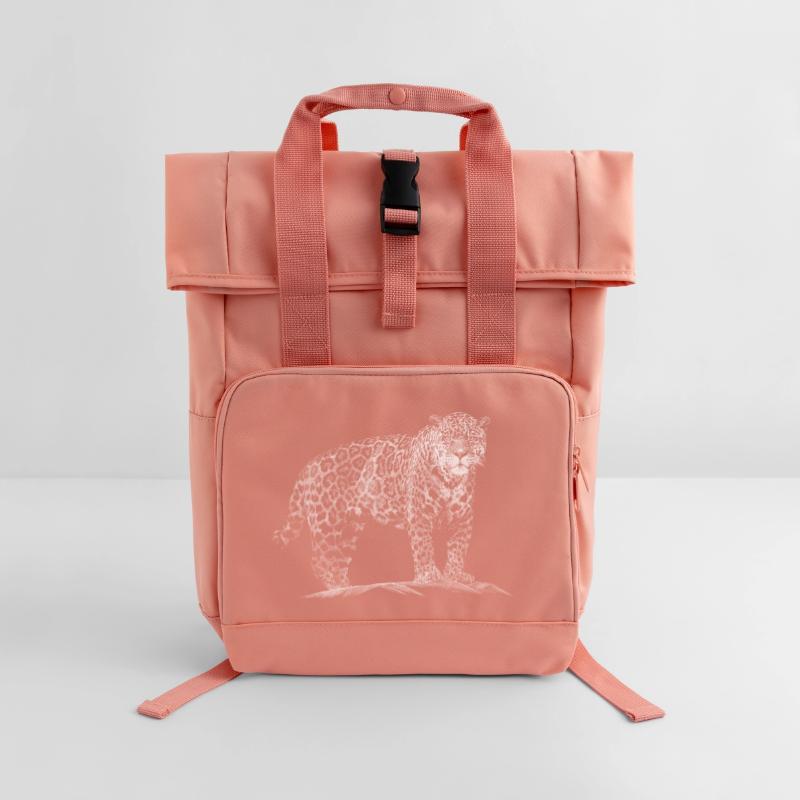 Leopard Rolltop Rucksack mit zwei Griffen