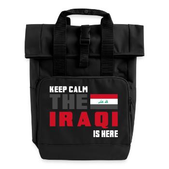 Keep Calm Iraq flag design - Roll Top Backpack with Two Handles - black - Front