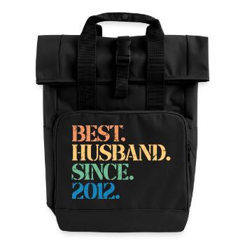 Bester Ehemann seit 2012, Geschenk zum 11-jährigen Jubiläum - Rolltop Rucksack mit zwei Griffen - Schwarz - Vorne