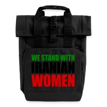 We stand with iranian women - Rolltop Rucksack mit zwei Griffen - Schwarz - Vorne