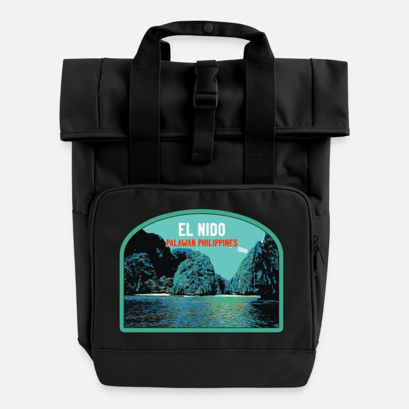 El Nido, Palawan, Philippines, Falaises Étonnantes - Sac à dos Roll Top à deux anses - noir