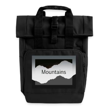 Mountain silhouettes in contrast - Roll Top Backpack with Two Handles - black - Front