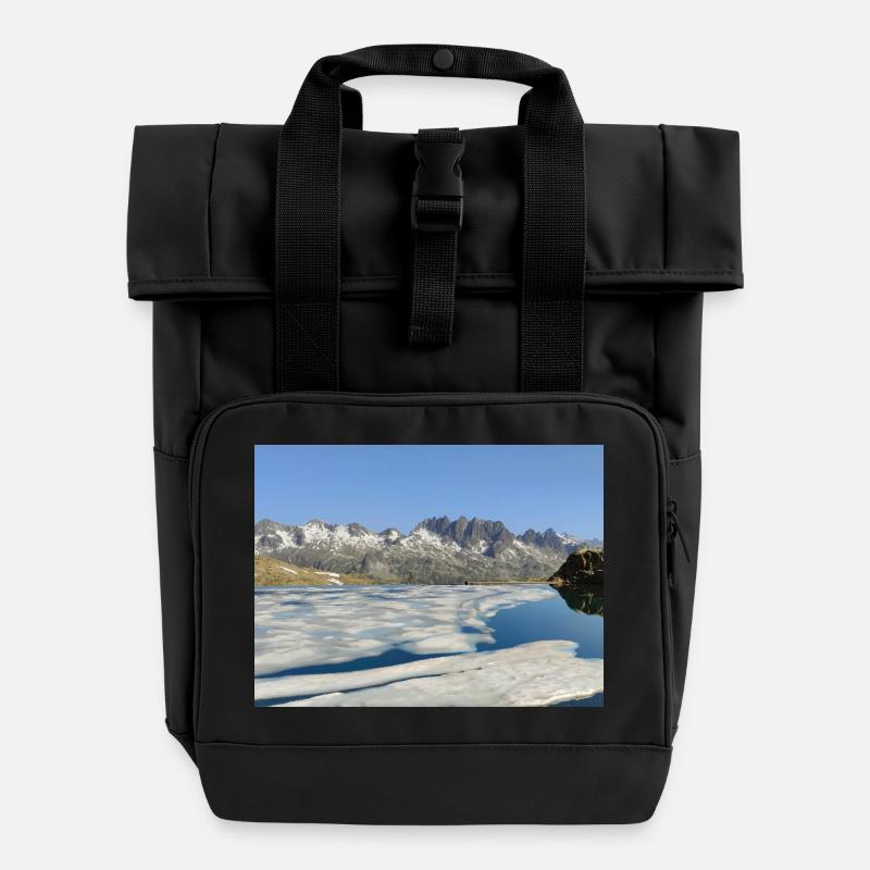 Lake Bramant in June - Roll Top Backpack with Two Handles - black