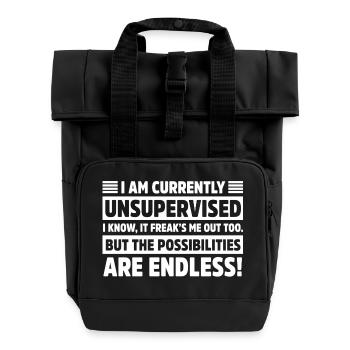 Je suis actuellement sans surveillance Sarcastique Drôle - Sac à dos Roll Top à deux anses - noir - Devant