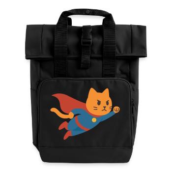 Super Chat, the savior of the world - Roll Top Backpack with Two Handles - black - Front