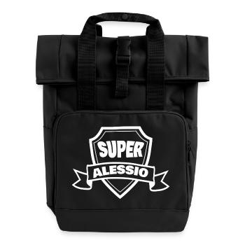 Vorname Alessio - Rolltop Rucksack mit zwei Griffen - Schwarz - Vorne
