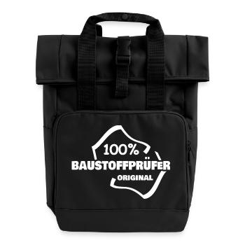Gift for building materials tester - Roll Top Backpack with Two Handles - black - Front