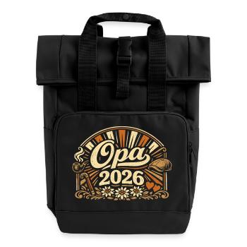 Opa 2026 Loading Geschenk  - Rolltop Rucksack mit zwei Griffen - Schwarz - Vorne
