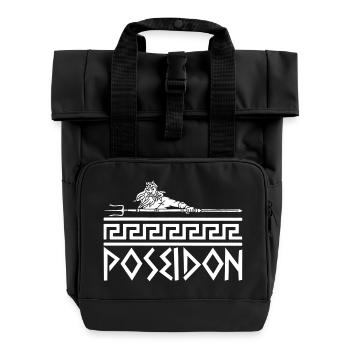 Griechischer Meeresgott (Weiß) - Rolltop Rucksack mit zwei Griffen - Schwarz - Vorne