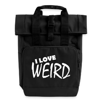 I LOVE WEIRD - Rolltop Rucksack mit zwei Griffen - Schwarz - Vorne