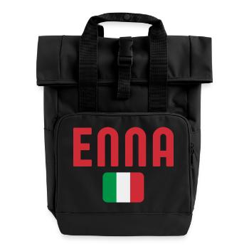 Enna Italian Flag  - Roll Top Backpack with Two Handles - black - Front