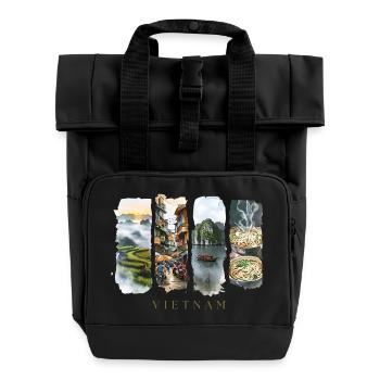 Voyage de vacances au Vietnam – Thème nature et culture - Sac à dos Roll Top à deux anses - noir - Devant