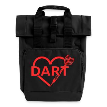 Dart Heart Dart Motif - Roll Top Backpack with Two Handles - black - Front