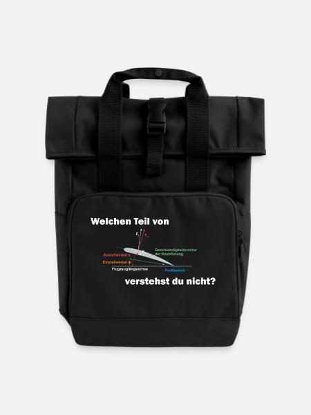 Segelflieger Auftrieb - Rolltop Rucksack mit zwei Griffen - Schwarz