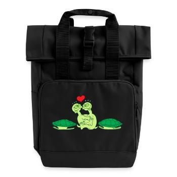 Naked Turtles Making Love - Roll Top Backpack with Two Handles - black - Front