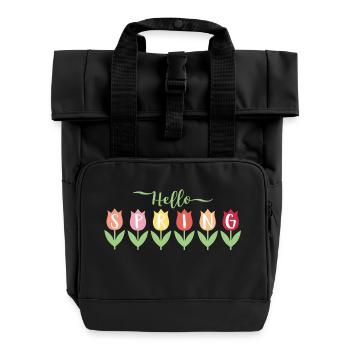 Hallo Frühling - Rolltop Rucksack mit zwei Griffen - Schwarz - Vorne
