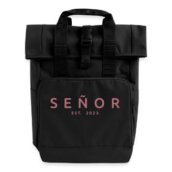 2023 Fête de mariage du marié de fiançailles - Sac à dos Roll Top à deux anses - noir - Devant
