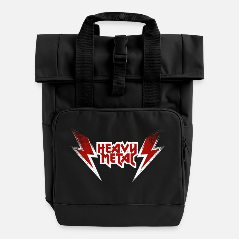 Heavy Metal - Roll Top Backpack with Two Handles - black
